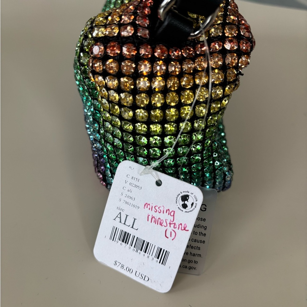 ✨NWT✨ FREE PEOPLE rainbow rhinestone mini shoulder bag - Picture 3 of 10